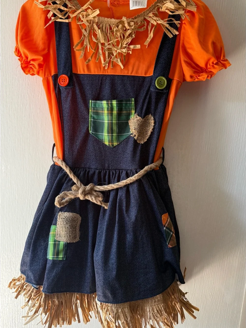 Fall Scarecrow Dress Costume for Kids - Orange and Navy
